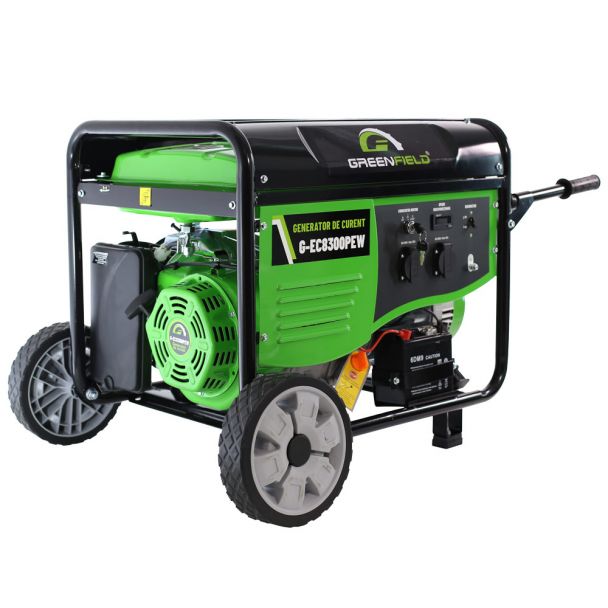 Generator de curent pe benzina Greenfield G-EC8300PEW, portabil, monofazat, 7.7 kVA, pornire electrica