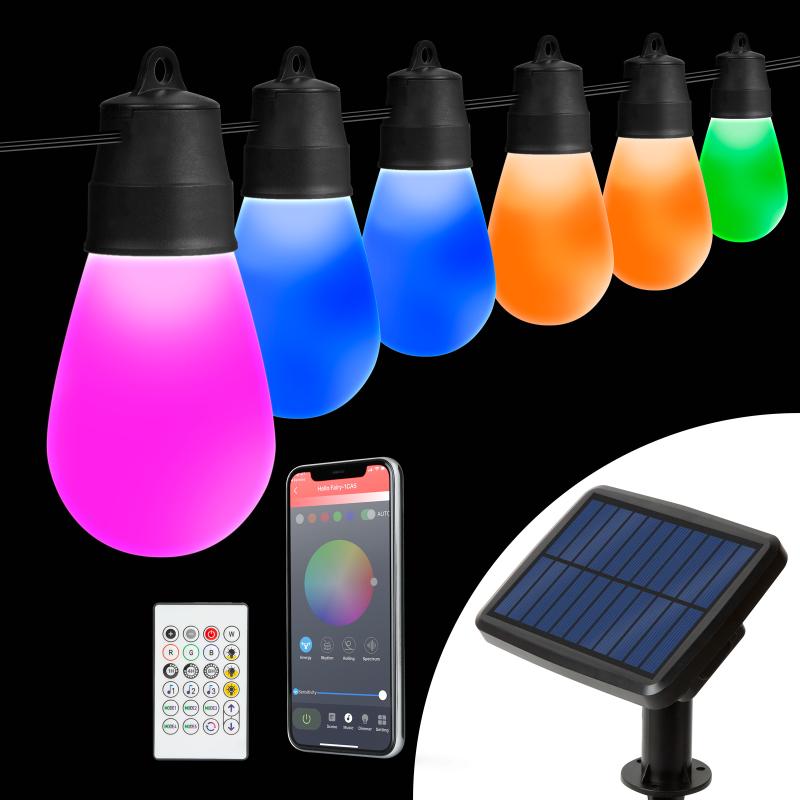 Șir lumini solare inteligente - LED RGBIC 30 buc - 13 m - bluetooth