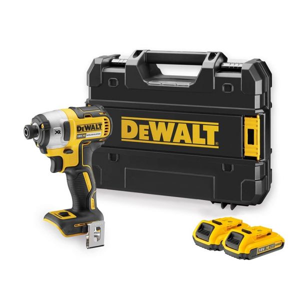 Masina de insurubat cu impact, cu acumulatori Dewalt DCF887D2, 18V/2.0Ah, cuplu maxim 205 Nm, 2 acumulatori, incarcator si valiza de transport