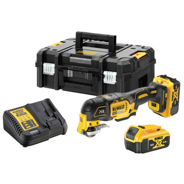 Masina multifunctionala Dewalt DCS356P2, cu incarcator si 2 acumulatori 18V / 5.0Ah, cutie TSTAK II