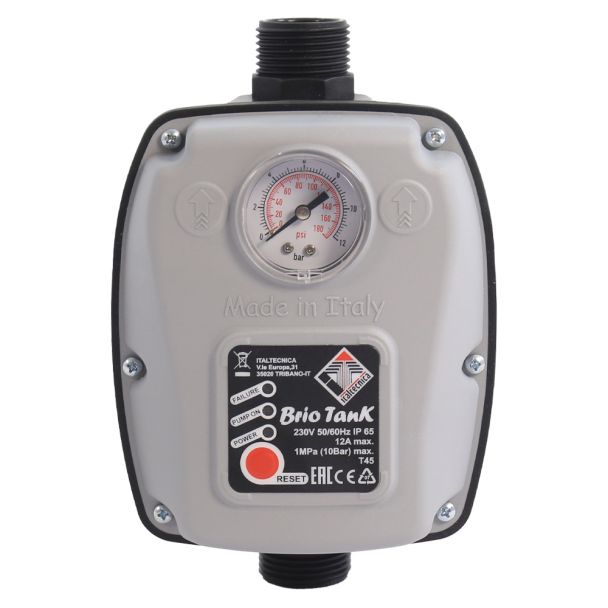 Prescontrol cu manometru Italtecnica BRIO-TANK_2.0, 230 V, max 1500 W, max. 10 bari, recipient 0.4 L
