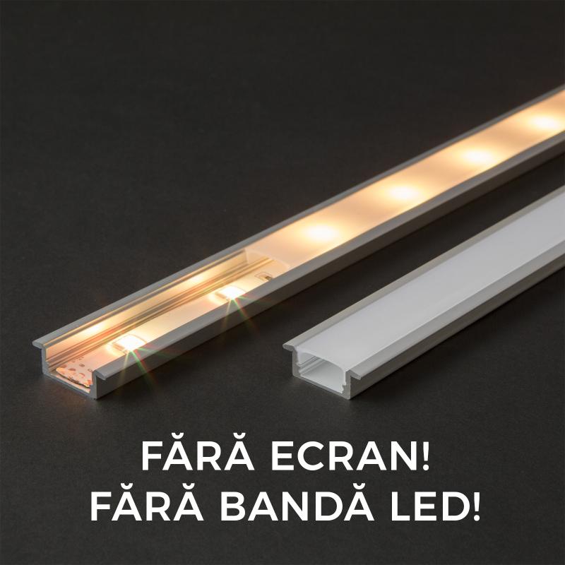 Profil  din aluminiu pt. benzi LED 1000x23x8mm