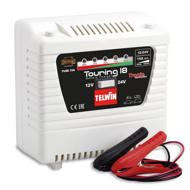 Redresor baterii Telwin TOURING18, tensiune incarcare 12/24 V, capacitate baterii Pb,GEL/AGM, MF 60-180/50-115 Ah