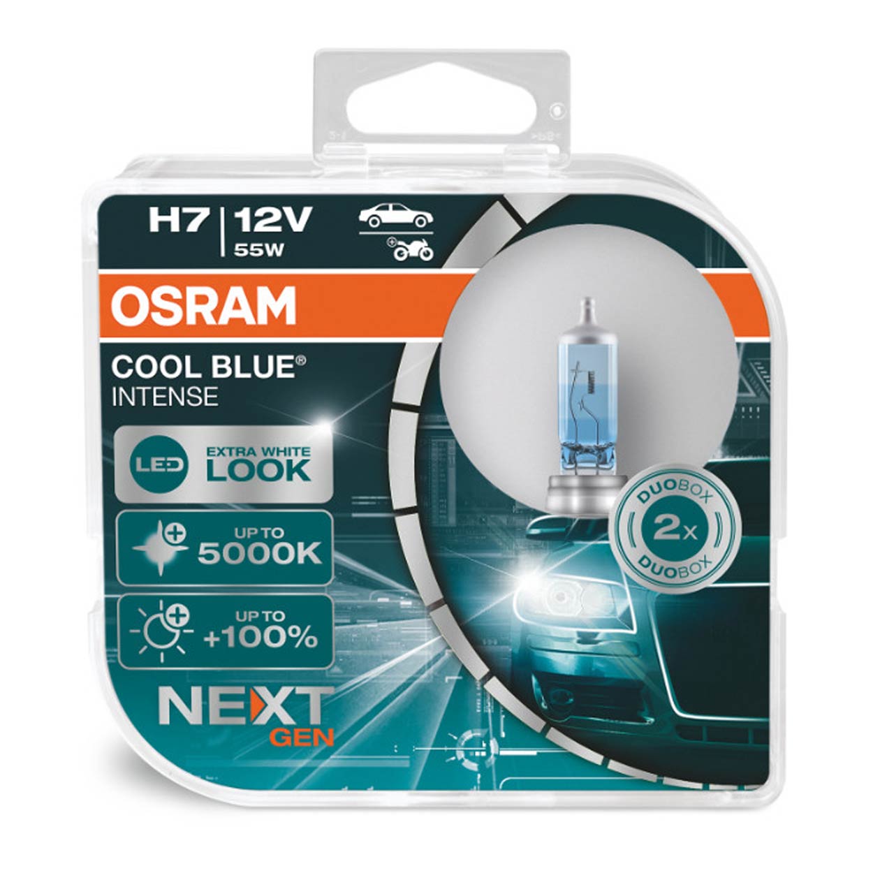 Set 2 becuri cu halogen Osram H7, 12V, 55W, PX26d, Cool Blue NEXT GEN