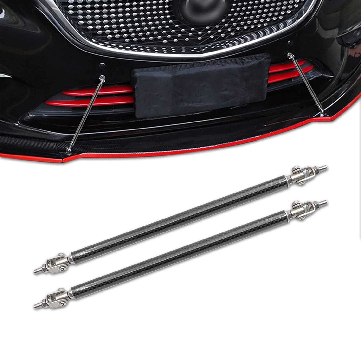 Set 2 Tije din Aluminiu reglabile pentru Consolidare Spoiler, lungime 10cm, IMITATIE CARBON