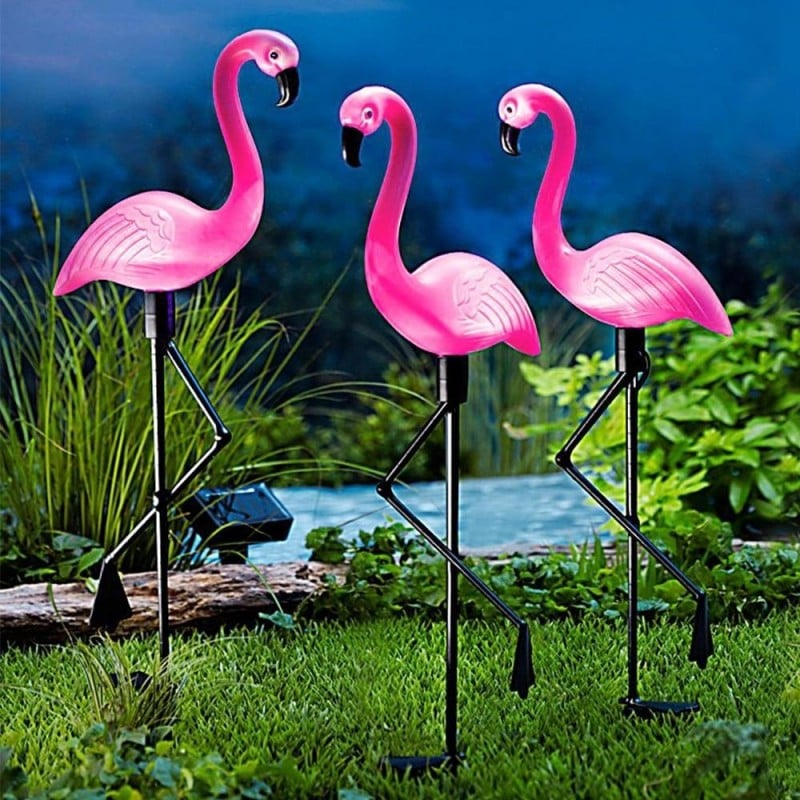 Set 3 x Lampa Solara estetica exterioara de gradina model "Flamingo"