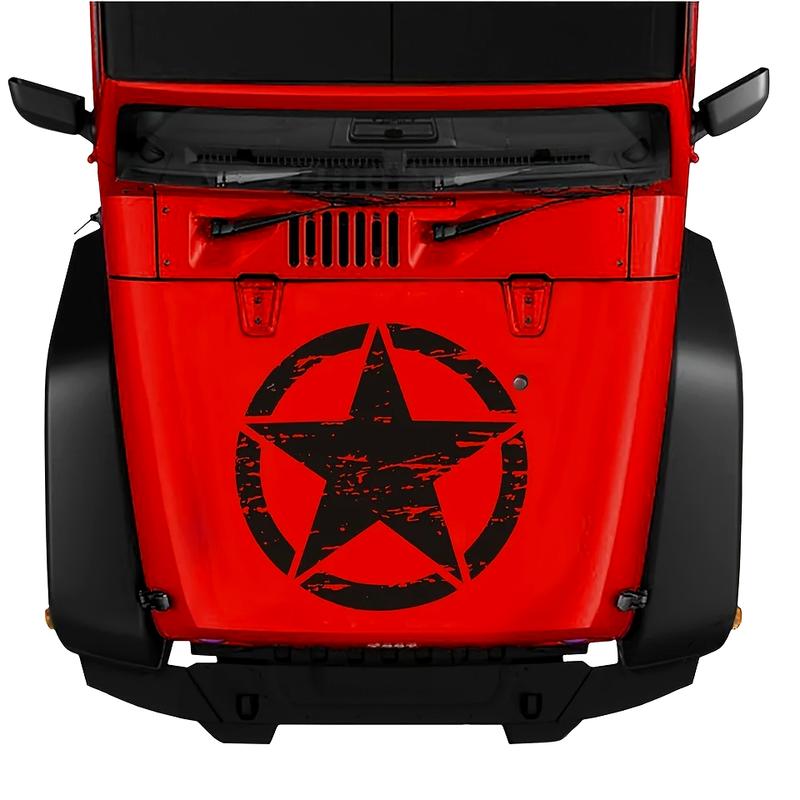 Sticker autoadeziv pentru vehicule Off Road, model "Rusted Army Star", dimensiune 50 x 50 cm, culoare Neagra