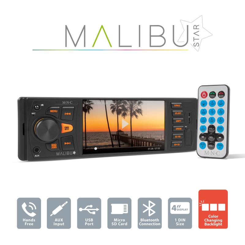 Unitate principală multimedia „Malibu Star” - 1 DIN - 4 x 50 W - BT - MP3 - AUX - SD - USB