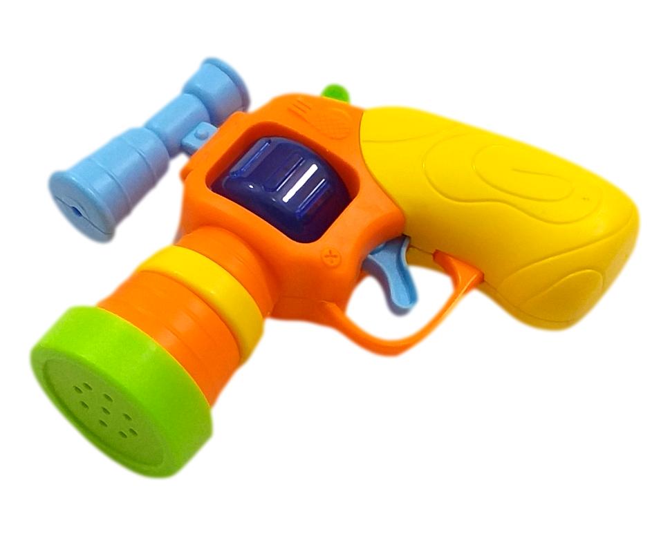 Arma de jucarie, Mini Pistol Interactiv cu Lumini Si Muzica, Multicolor,6661-G