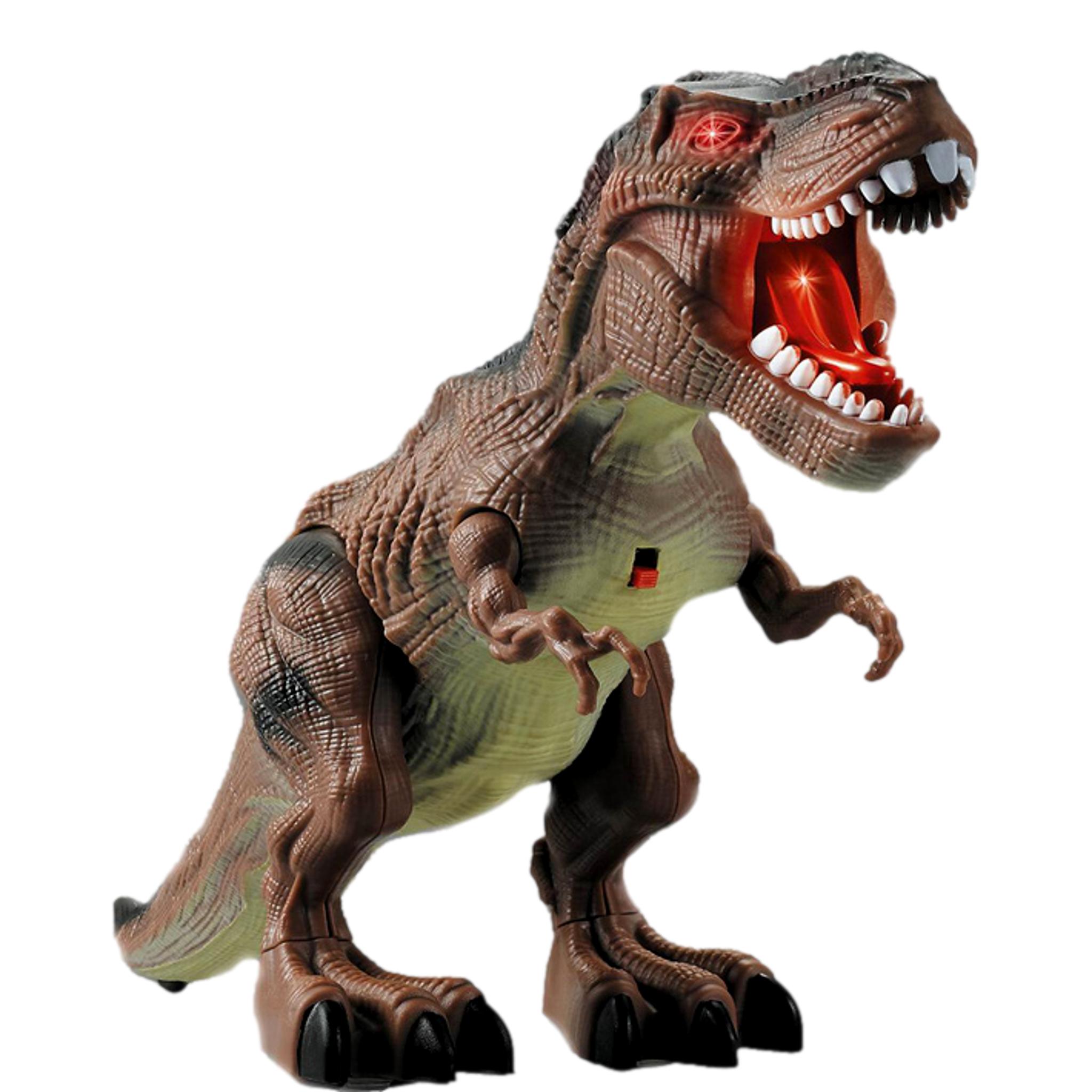 Dinozaur Tyrannosaurus Rex, Cu Baterii, Lumini, Sunete Si Miscari Realiste Interactive, Maro