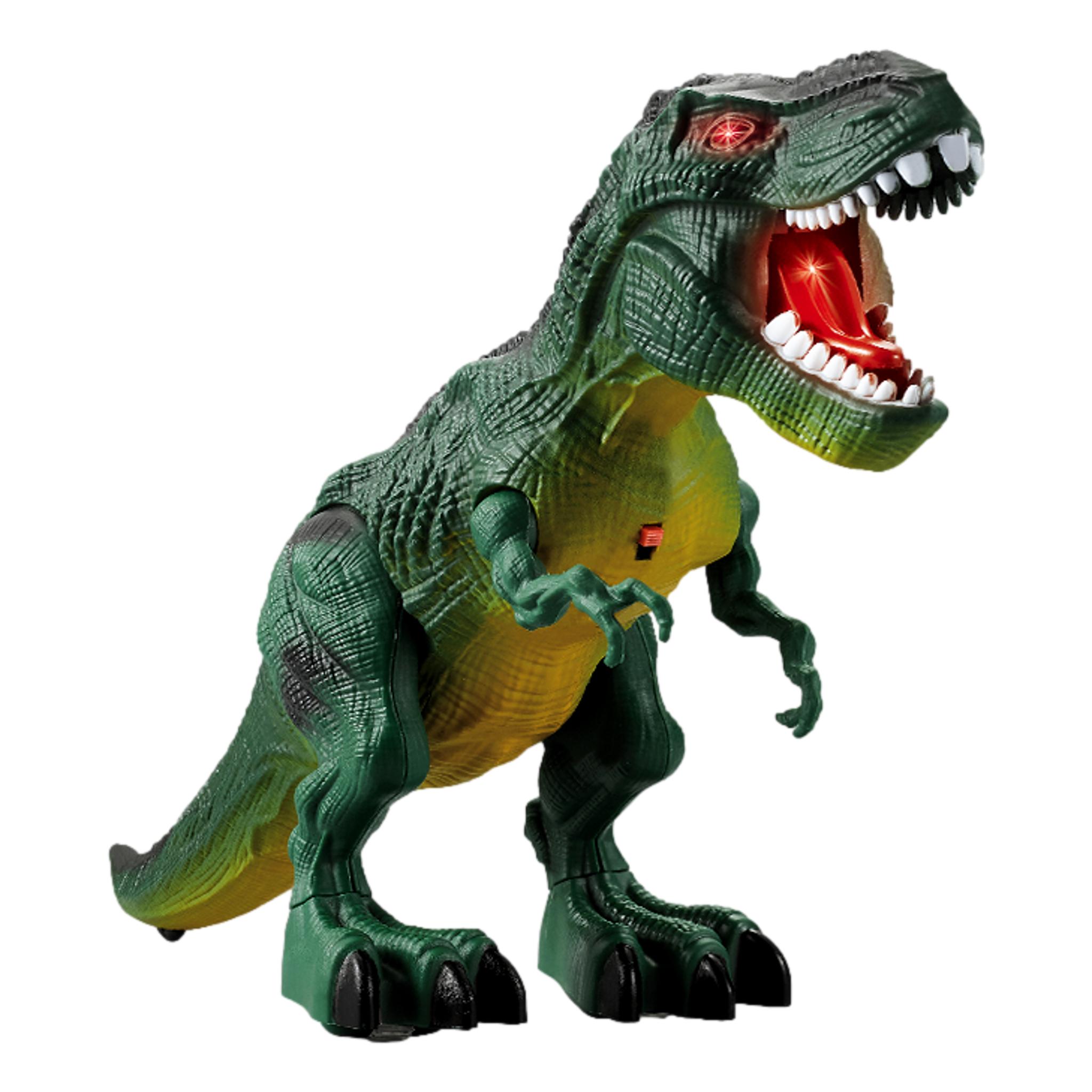 Dinozaur Tyrannosaurus Rex, Cu Baterii, Lumini, Sunete Si Miscari Realiste Interactive, Verde