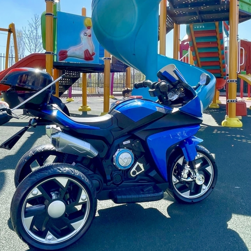 Motocicleta Electrica cu Acumulator Pentru Copii, 3 Roti, Mers cu spatele, Albastra