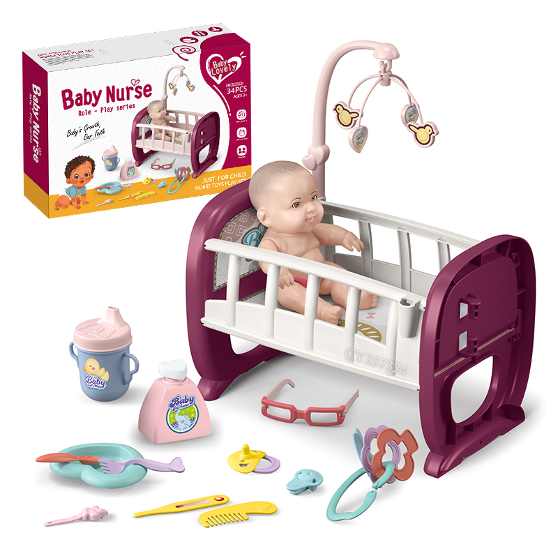 Set bebelus cu patut pentru fetite, Baby Nurse, 34 accesorii incluse
