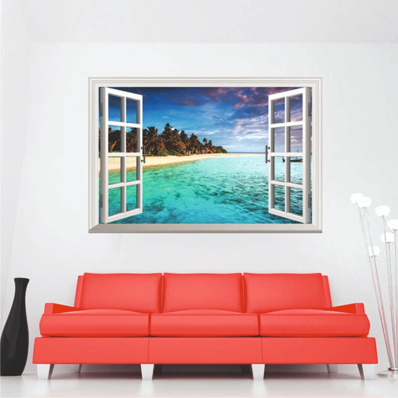 Sticker perete Tropical Island 3D Window