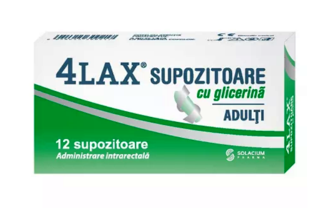 Digestie usoara - Supozitoare cu Glicerina pentru Adulti 4Lax, 12 buc, farmacieieftina.ro