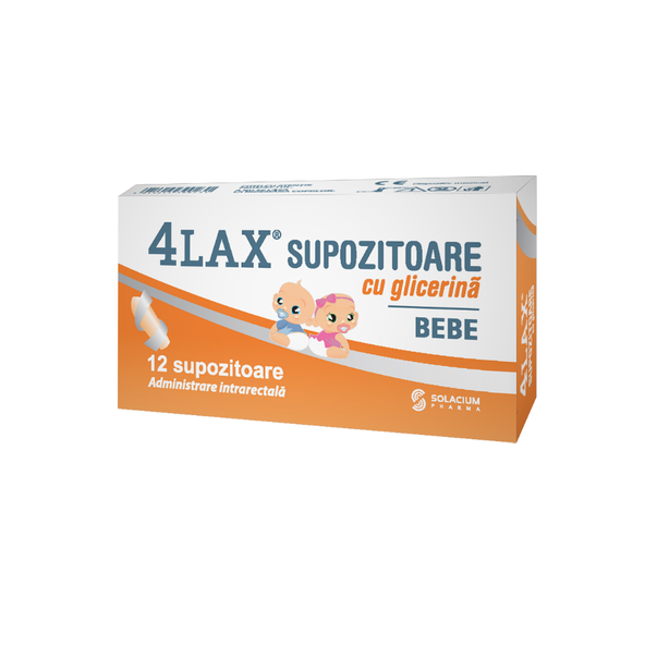 Afectiuni digestive si intestinale - 4Lax Supozitoare cu Glicerina Bebe 850 mg 12 supozitoare, farmacieieftina.ro