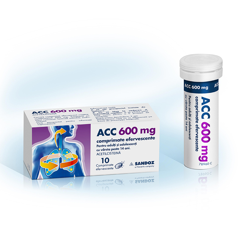 Tuse - Acc 600 mg, 10 Comprimate Efervescente Individuale, Sandoz, farmacieieftina.ro