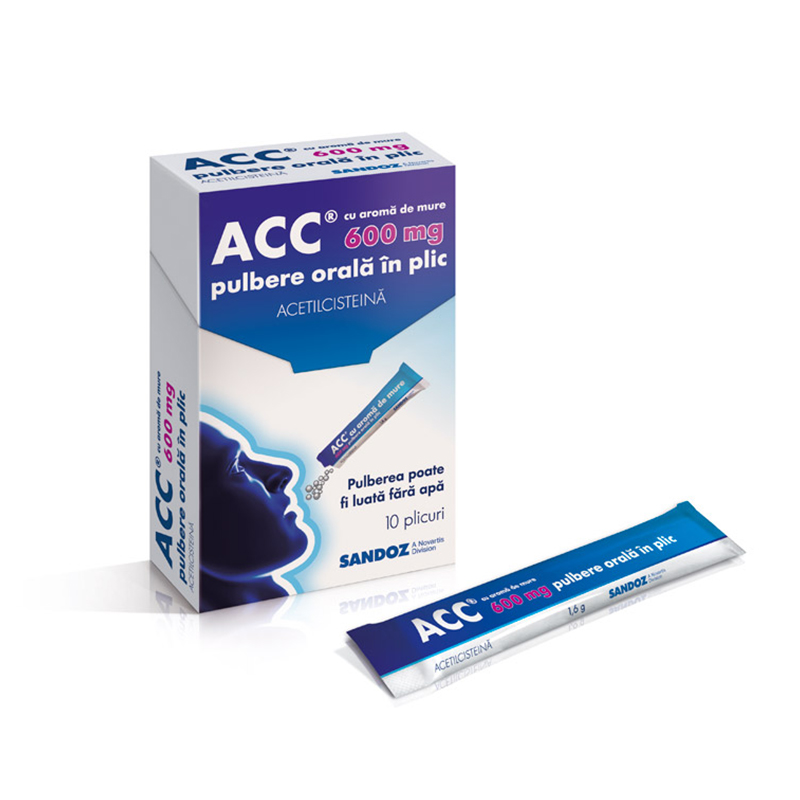 Tuse - Acc 600 mg, 10 Comprimate Efervescente Individuale, Sandoz, farmacieieftina.ro