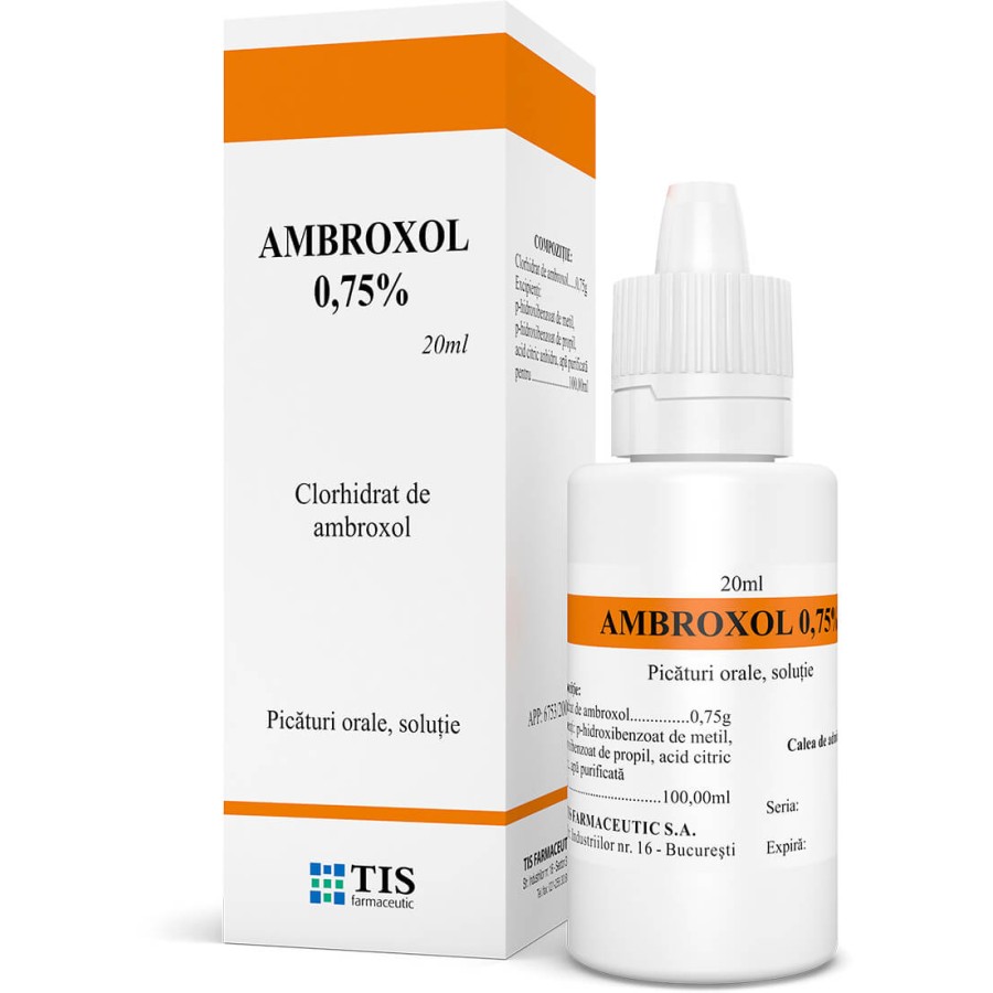 Tuse - Ambroxol 0.75% Picaturi Orale Solutie, 20 ml, Tis, farmacieieftina.ro