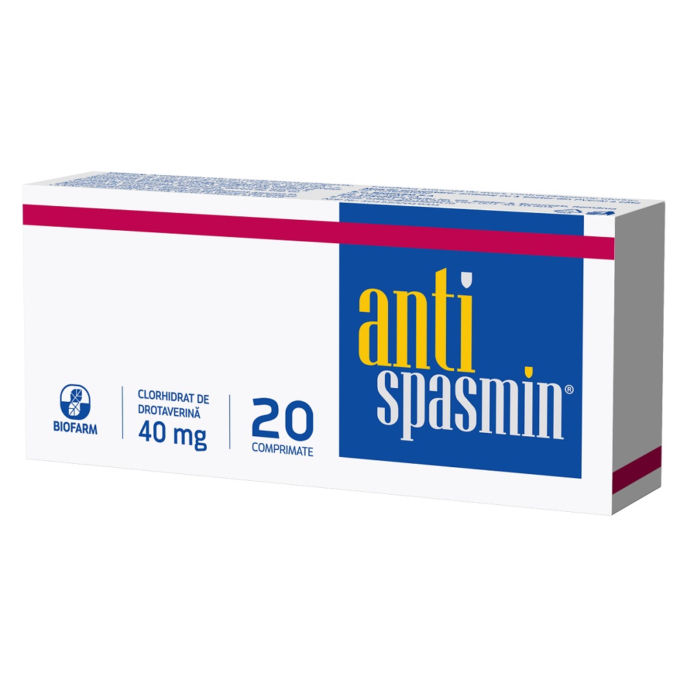 Afectiuni ale ficatului si bilei - Antispasmin 40 mg, 20 Comprimate, Biofarm, farmacieieftina.ro