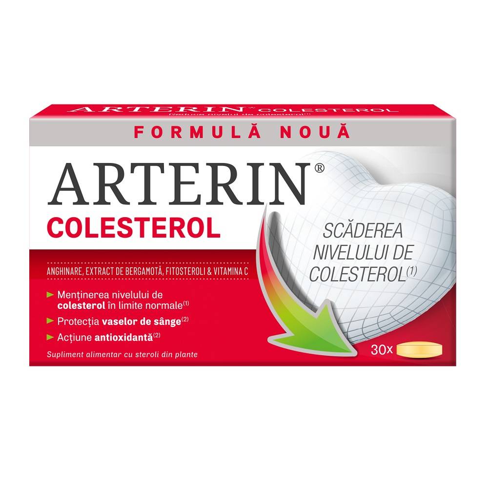 Scaderea colesterolului - Arterin Colesterol, 30 Comprimate, farmacieieftina.ro