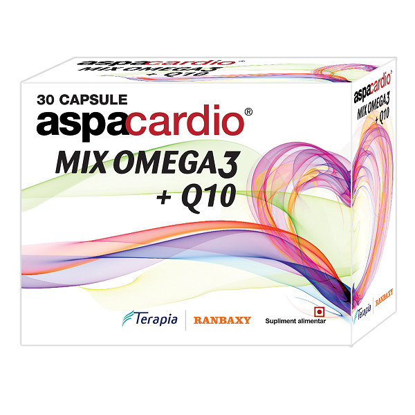 Afectiuni cardiace  - Aspacardio Mix Omega 3 si Q10, 30 Capsule, Terapia, farmacieieftina.ro
