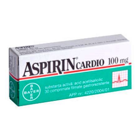 Afectiuni cardiace si circulatorii - Aspirin Cardio, 100 mg, 30 comprimate gastrorezistente, Bayer, farmacieieftina.ro
