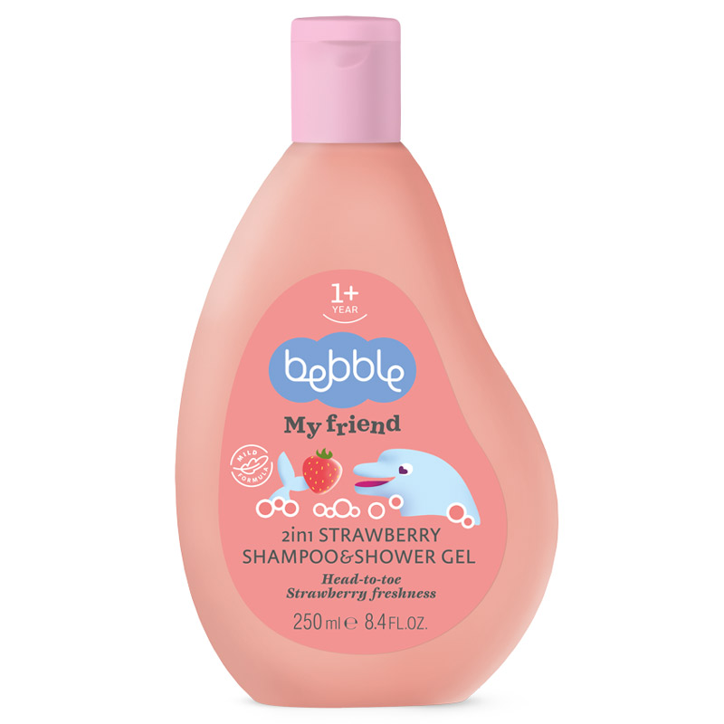 Bebble sampon gel capsuni pentru curatare delicata piele sui par bebelusi 250ml