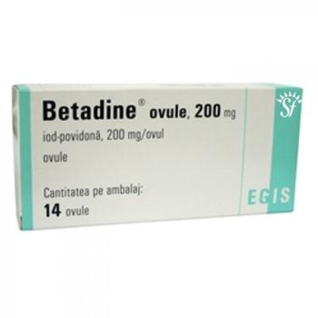 Afectiuni genitale - Betadine Ovule, 200 mg, 14 Ovule, Egis, farmacieieftina.ro