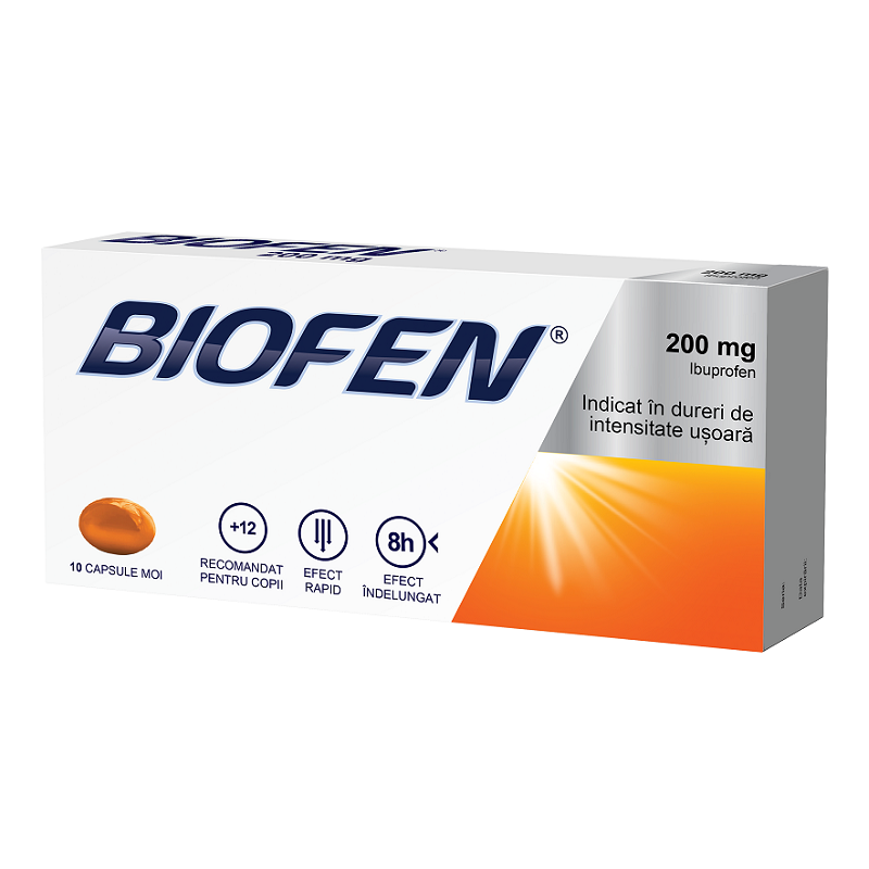 Durere, Nevralgie - Biofen 200 mg 10 Capsule Moi, farmacieieftina.ro