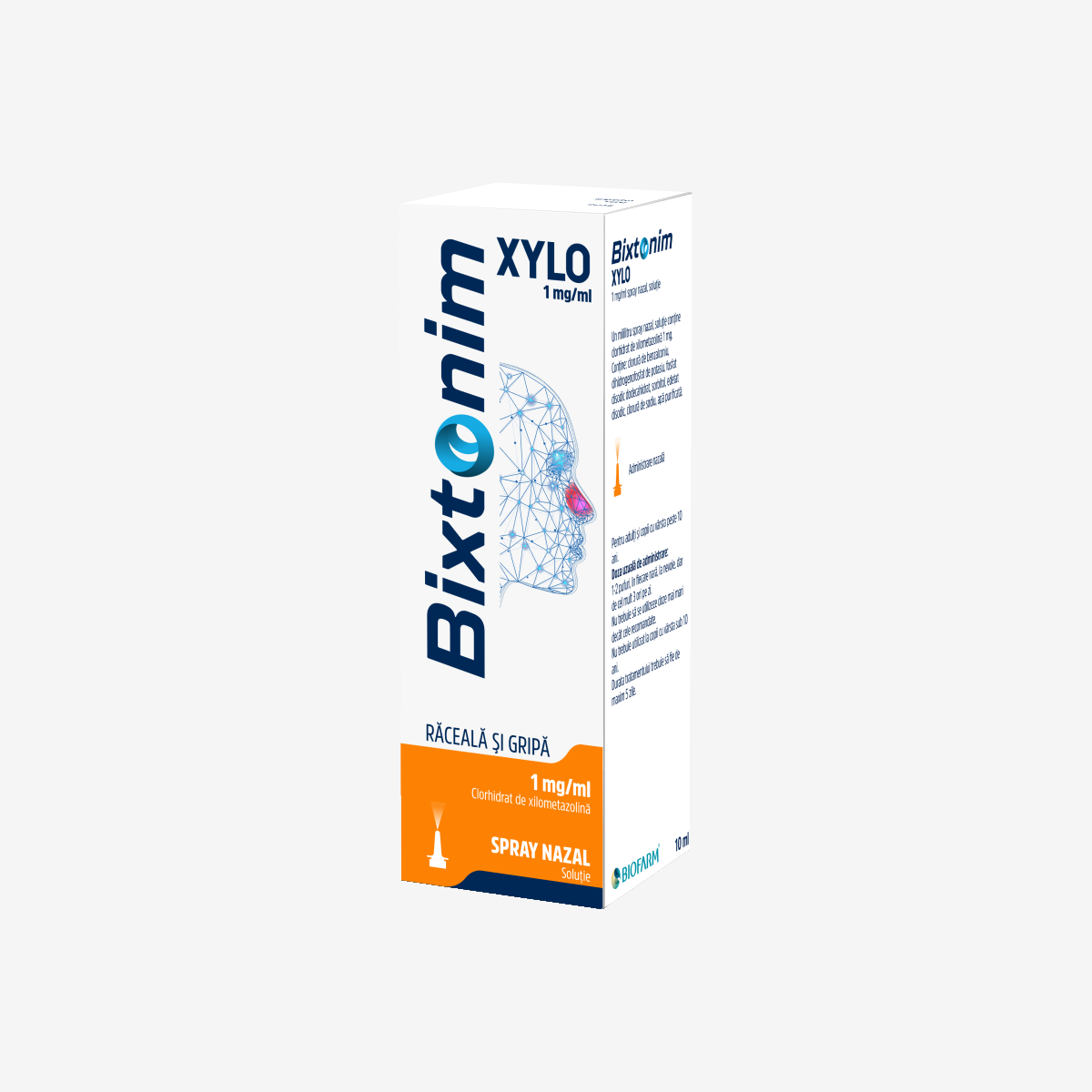 Nas infundat - Bixtonim Xylo Spray Nazal Adulti 0.1%, 10ml, Biofarm, farmacieieftina.ro