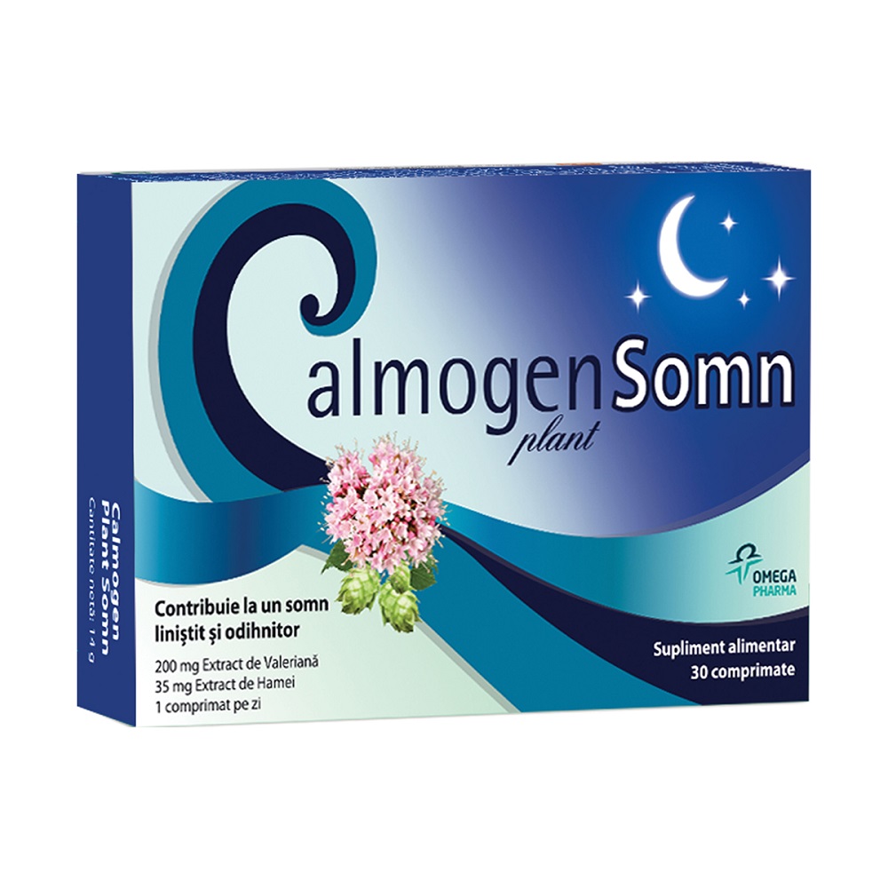 Oboseala si stres - Calmogen Plant Somn, 30 Comprimate, Omega Pharma, farmacieieftina.ro