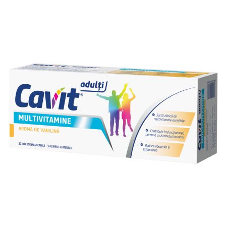 Aport de vitamine si minerale - Cavit multivitamine vanilie ,  20 tablete masticabile, farmacieieftina.ro
