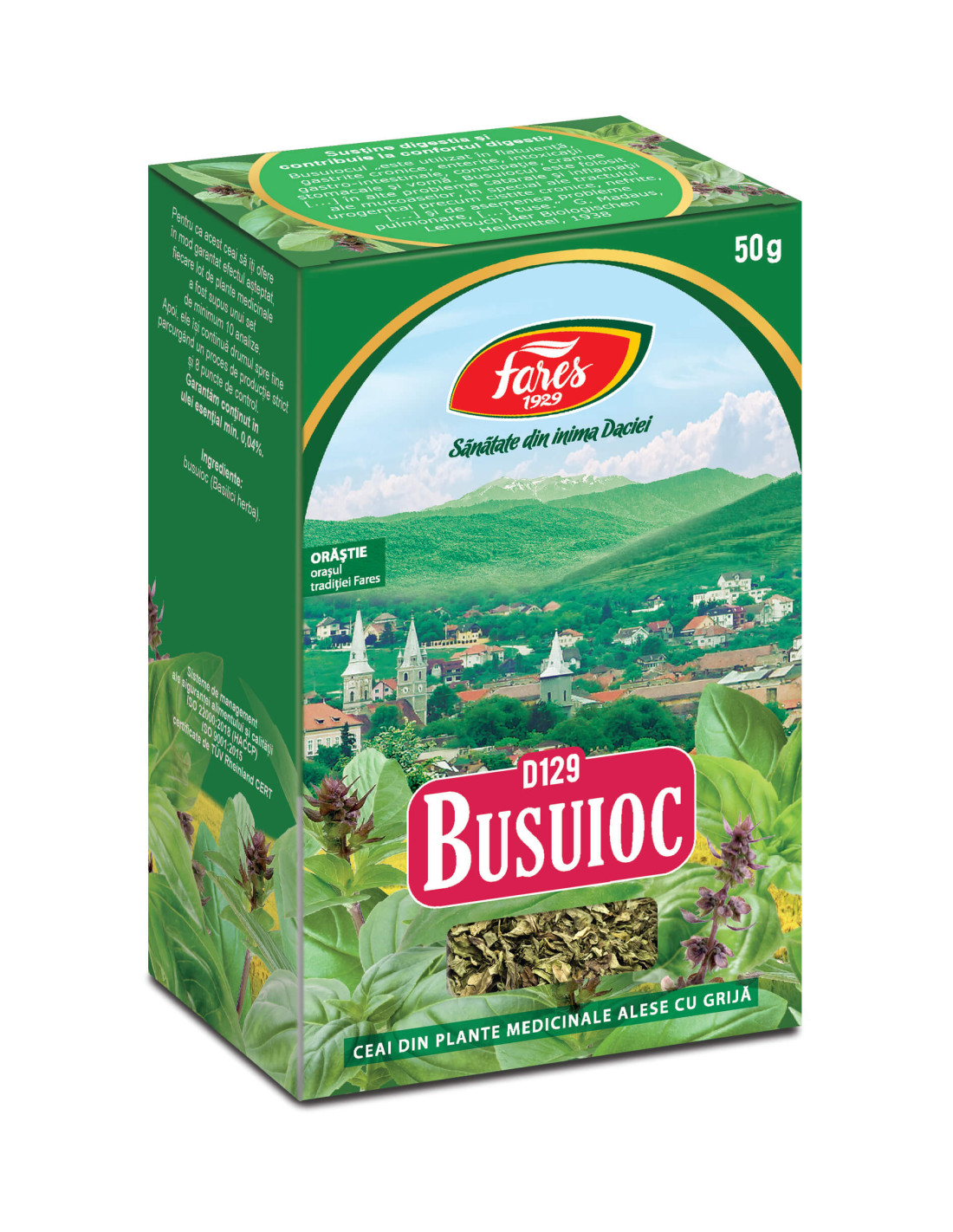 Ceaiuri - Ceai Busuioc, 50 g, Fares, farmacieieftina.ro