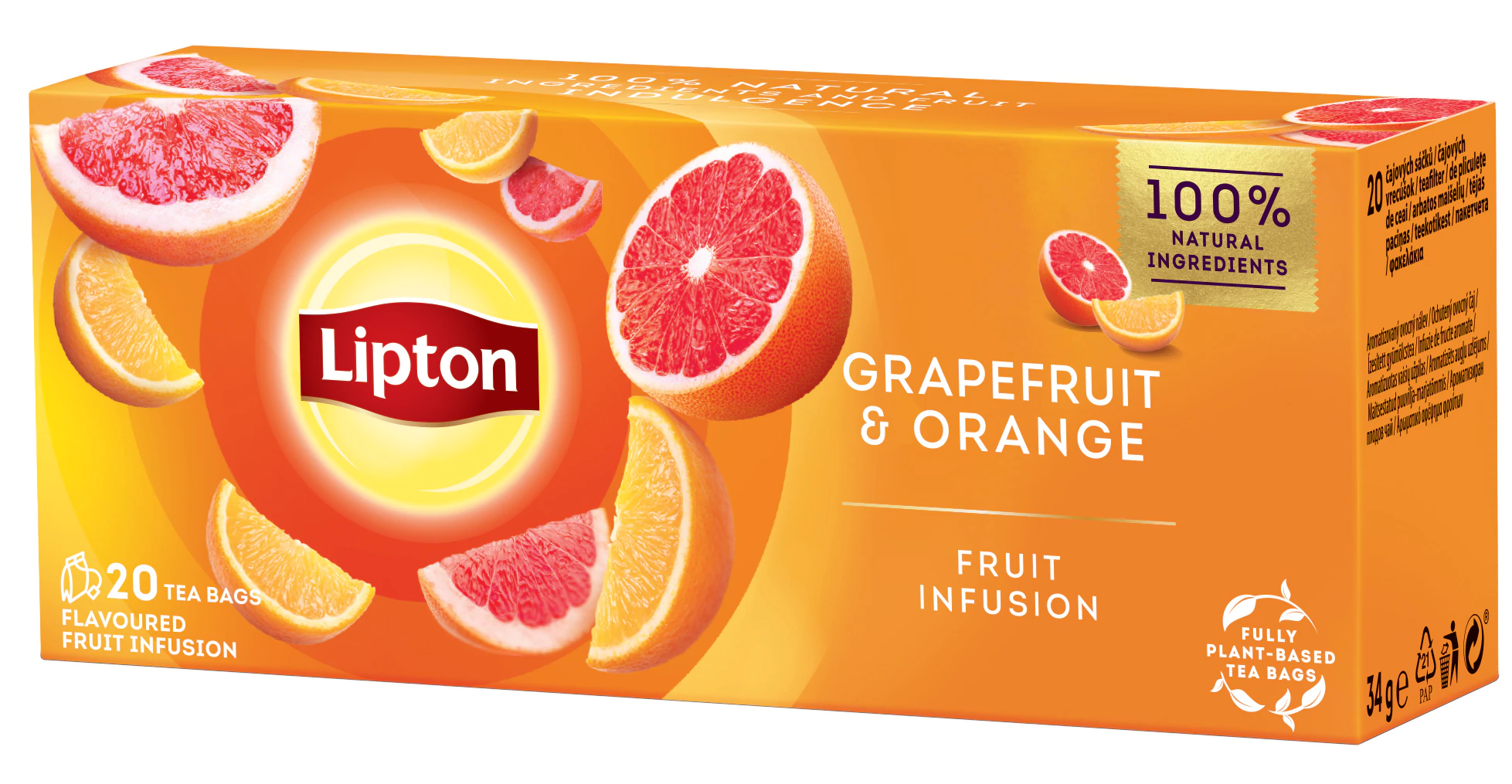 Ceaiuri - Ceai Lipton Fructe Grapefruit si Portocala 20 plicuri, farmacieieftina.ro