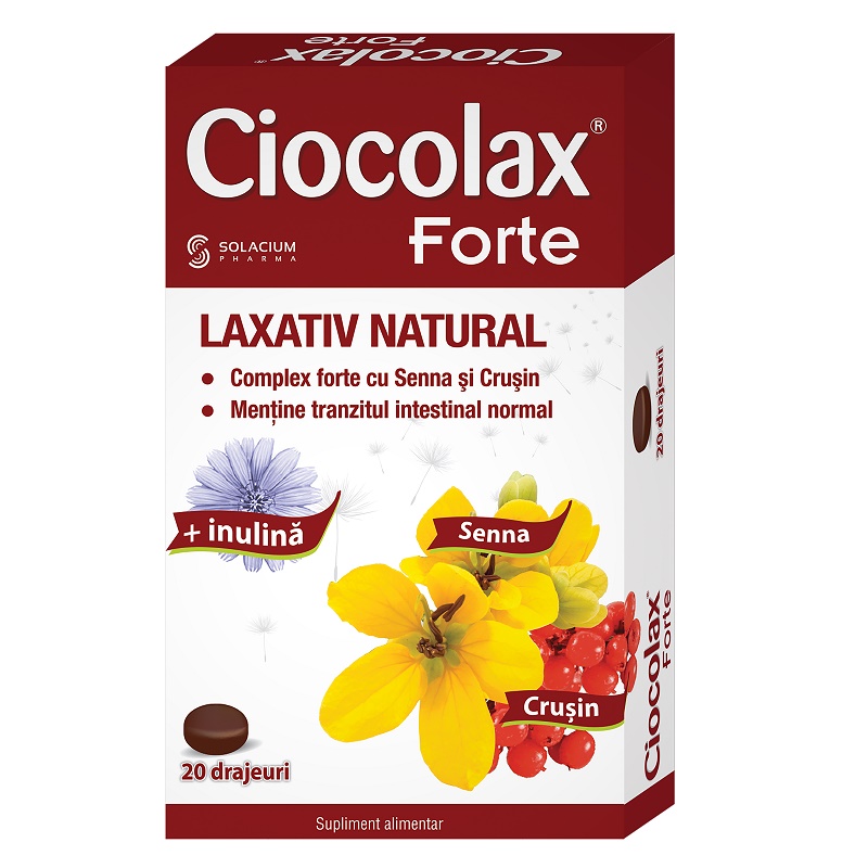 Constipatie - Ciocolax Forte, 20 drajeuri, Solacium Pharma, farmacieieftina.ro