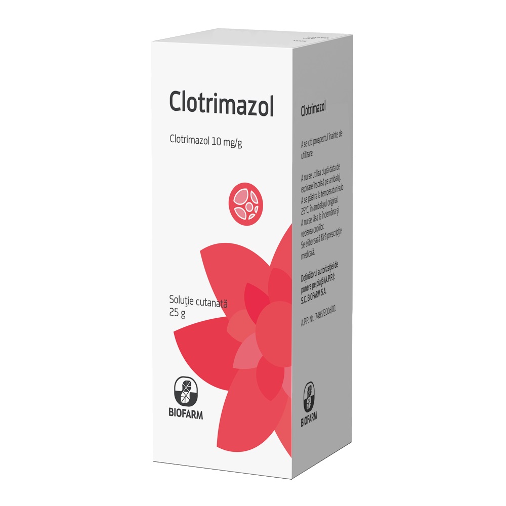 Micoze - Clotrimazol 1%  Solutie Cutanata, Biofarm, farmacieieftina.ro