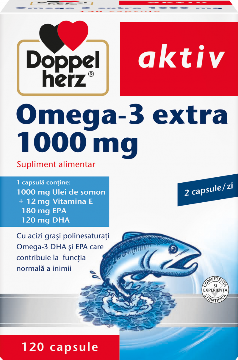Vitamine, minerale si antioxidanti - Doppelherz Activ Omega 3 Extra 1000 mg, 120 capsule, farmacieieftina.ro
