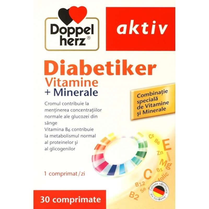 Diabet si boli de nutritie - Doppelherz aktiv diabetiker vitamine+minerale  ,30 compriamte, farmacieieftina.ro