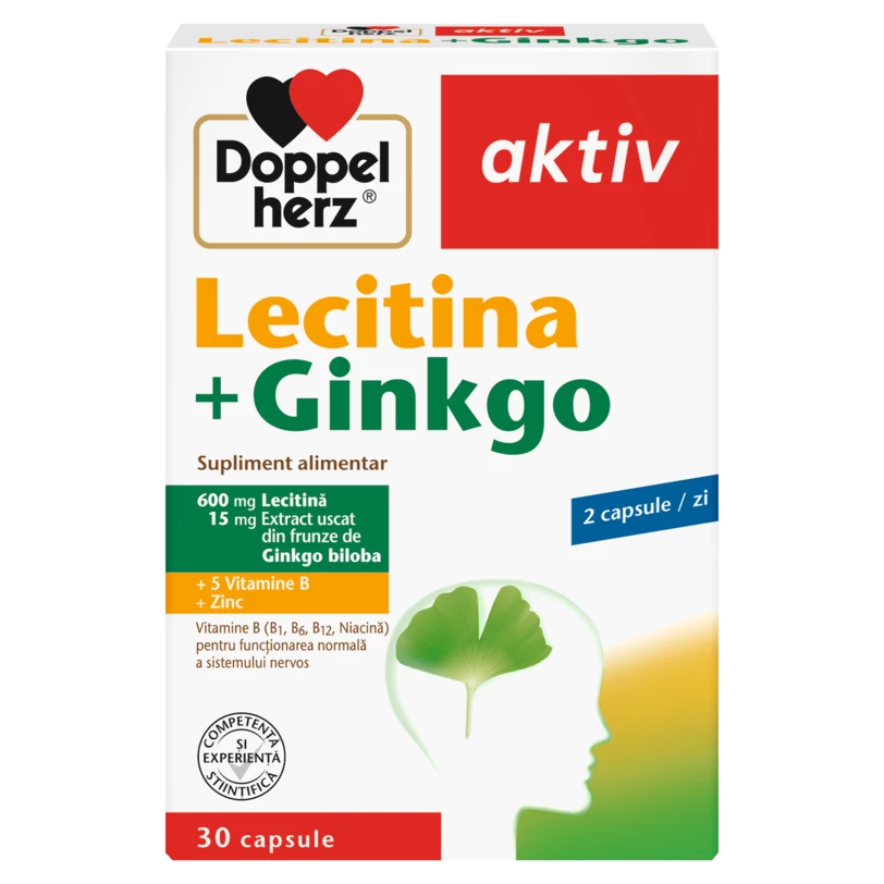 Vitamine, minerale si antioxidanti - Doppelherz Aktiv Lecitina + Gingko  30 capsule, farmacieieftina.ro