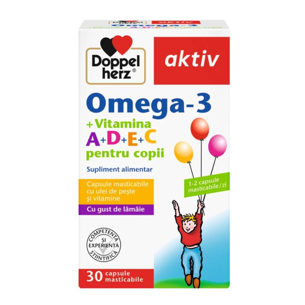 Doppelherz Aktiv Omega 3 + Vitamina A+D+E+C pentru Copii 30 Capsule Masticabile