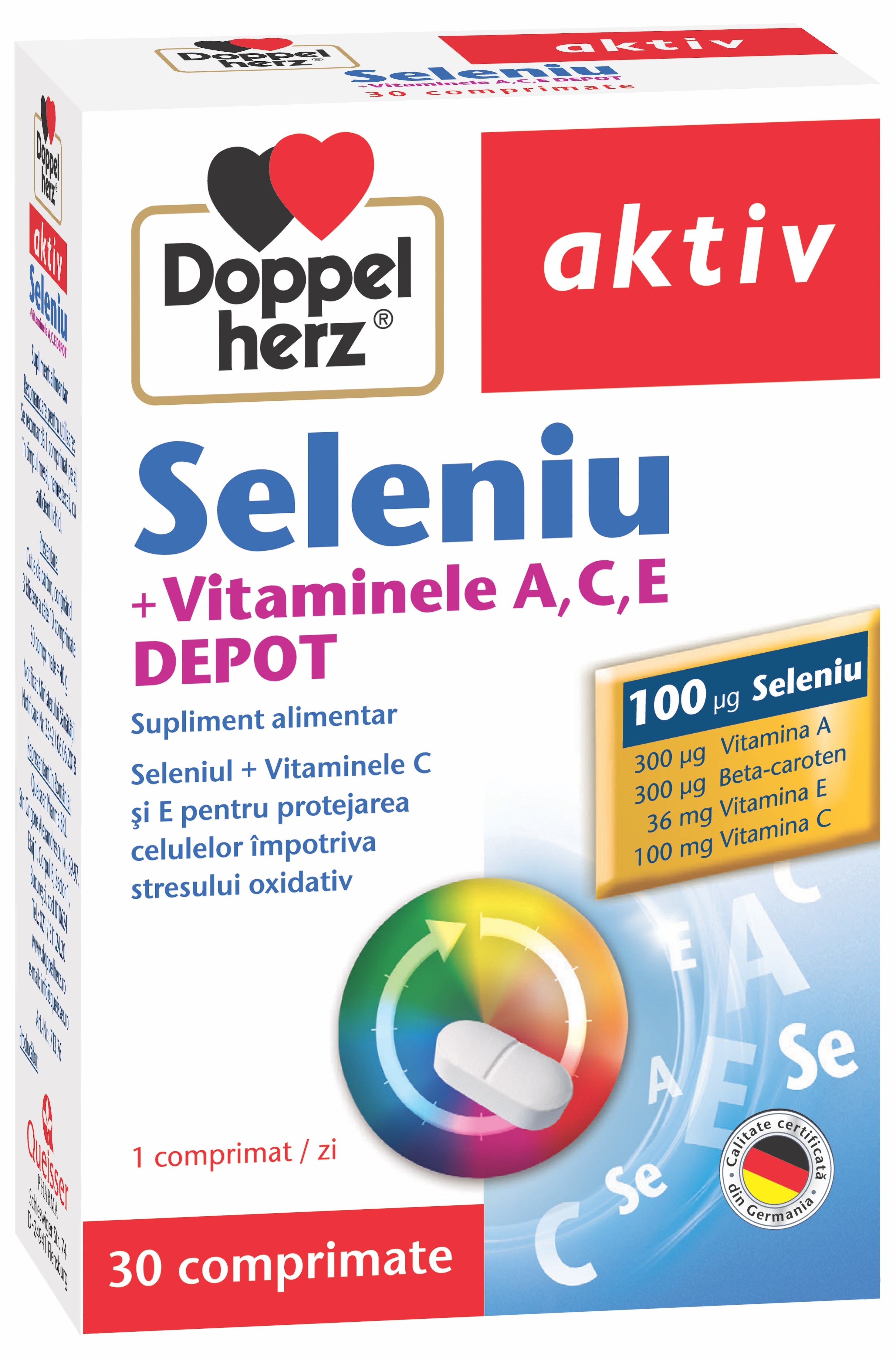 Imunitate scazuta - Doppelherz Aktiv Seleniu + Vit.A+ C+ E Depot, 30 Comprimate, farmacieieftina.ro