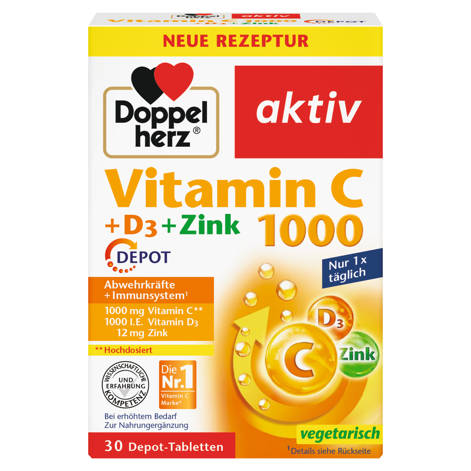 Imunitate scazuta - Doppelherz Aktiv Vit C 1000 + D3 + Zinc  Depot 30 Comprimate, farmacieieftina.ro