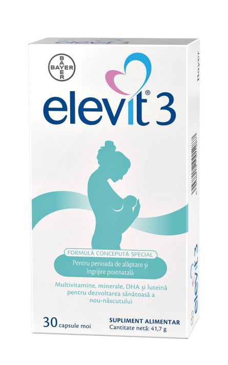 Suplimente sarcina - Elevit 3 ct x 30 capsule, farmacieieftina.ro