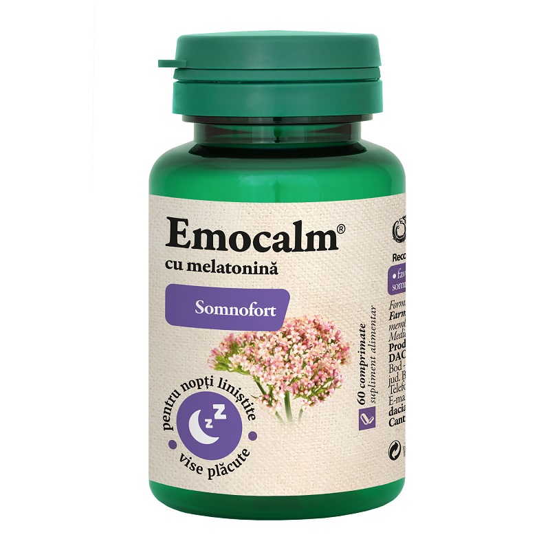 Insomnie - Emocalm cu Melatonina 60 comprimate, farmacieieftina.ro