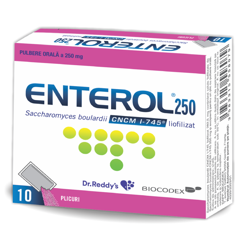 Afectiuni digestive si intestinale - Enterol 250 mg, Ct  10  Plicuri, farmacieieftina.ro