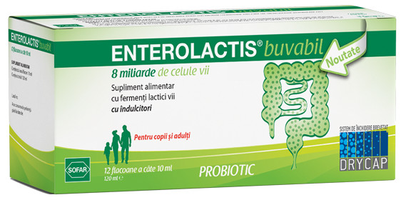 Afectiuni digestive si intestinale - Enterolactis Buvabil, 12 Flacoane, farmacieieftina.ro