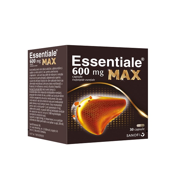 Hepatoprotectoare - Essentiale Max 600 mg, 30 Capsule, farmacieieftina.ro