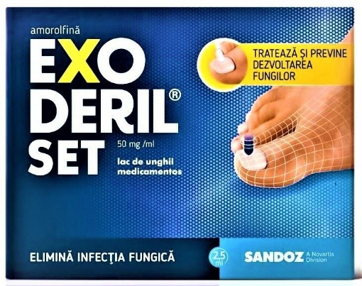 Micoze - Exoderil Set 50 mg/ml Lac de Unghii Medicamentos 2.5ml, farmacieieftina.ro