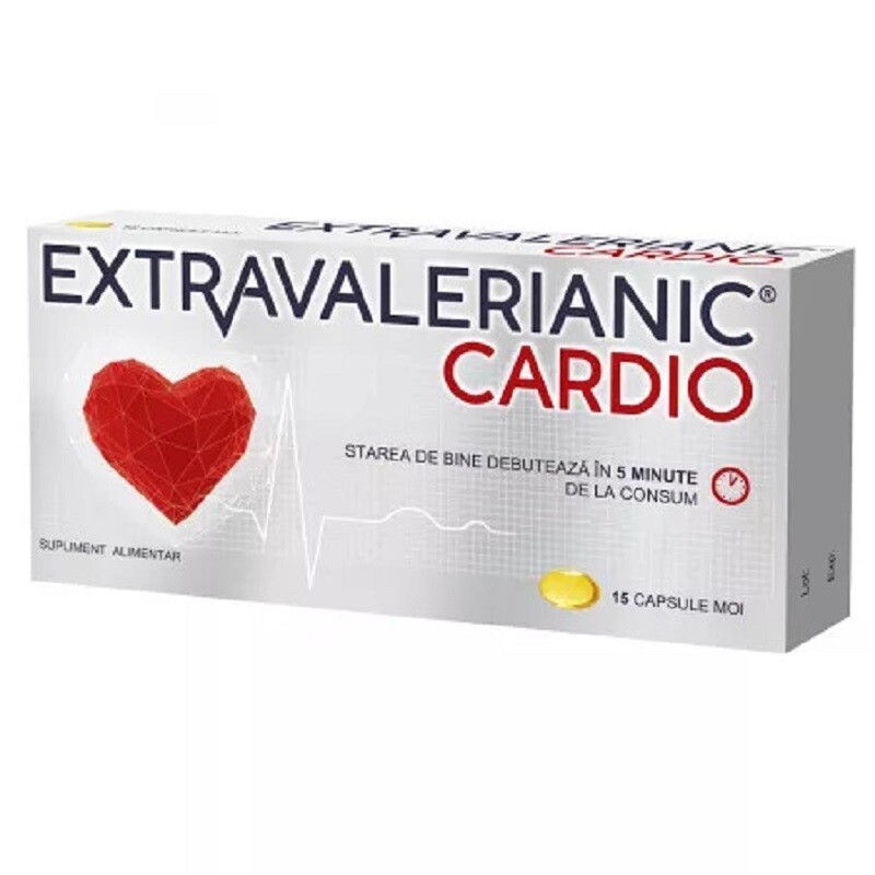 Afectiuni cardiace si cardiovasculare - Extravalerianic Cardio, 15 capsule moi, Biofarm, farmacieieftina.ro